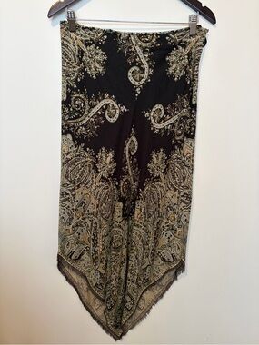 GAP Vintage Wool-Blend Paisley Print Fringe  Skirt - 8